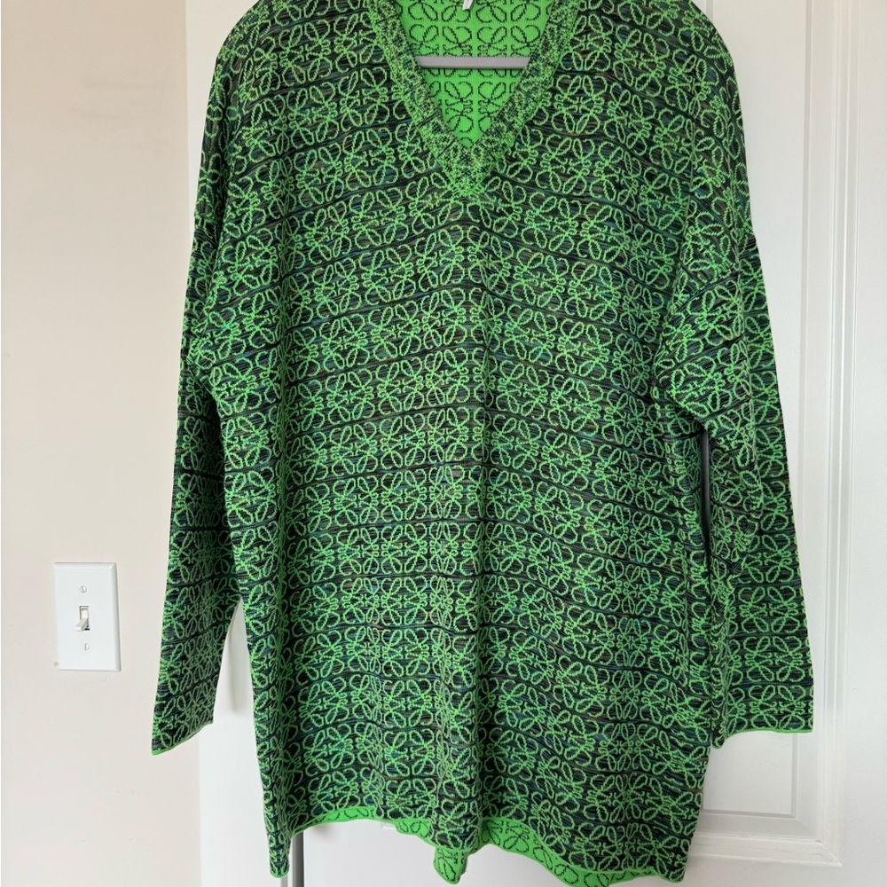 Loewe Green and Black Patterned Long Sleeve Top